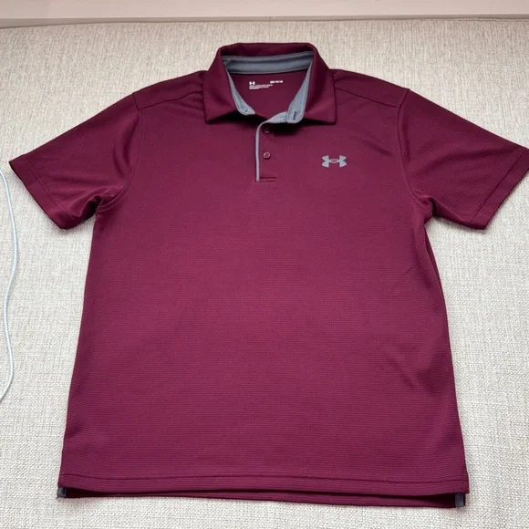 Under Armour Men's Tech Golf Polo Maroon, Size Medium - Picture 6 of 15